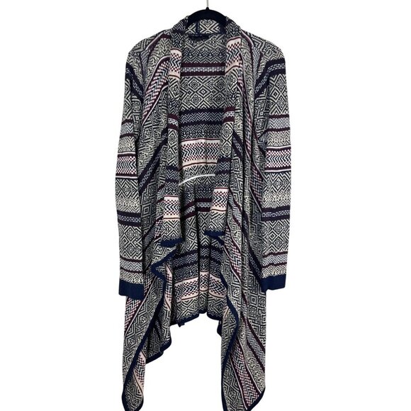 Alison Andrews Sweater L Blue Western Boho Argyle Chevron Concert Southwest Soft - Picture 1 of 11